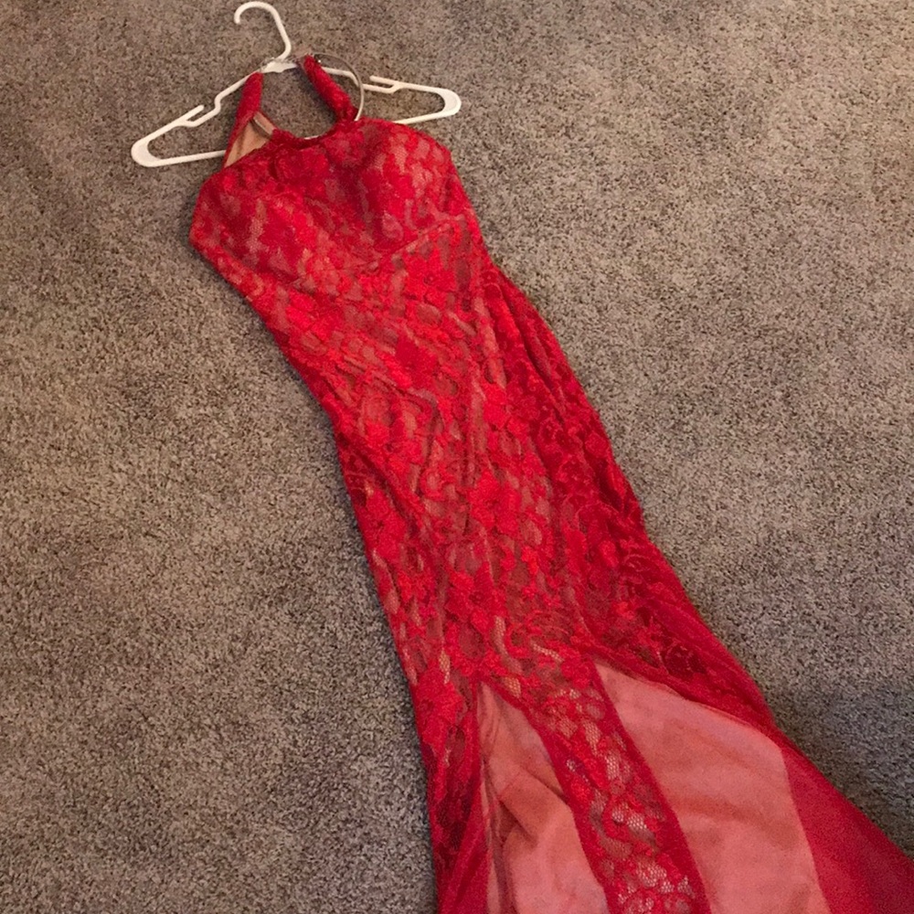 Red lace dress